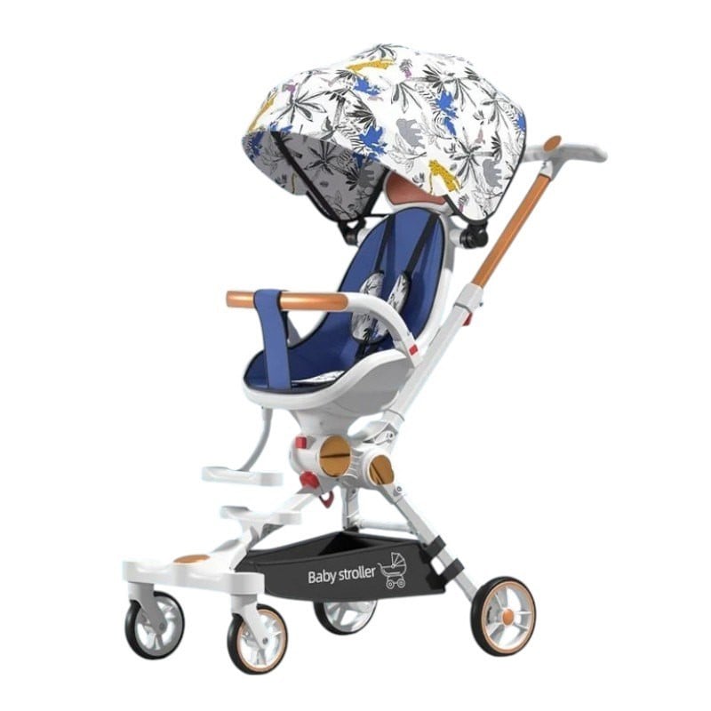 Детская коляска GS_A5, белая/синяя