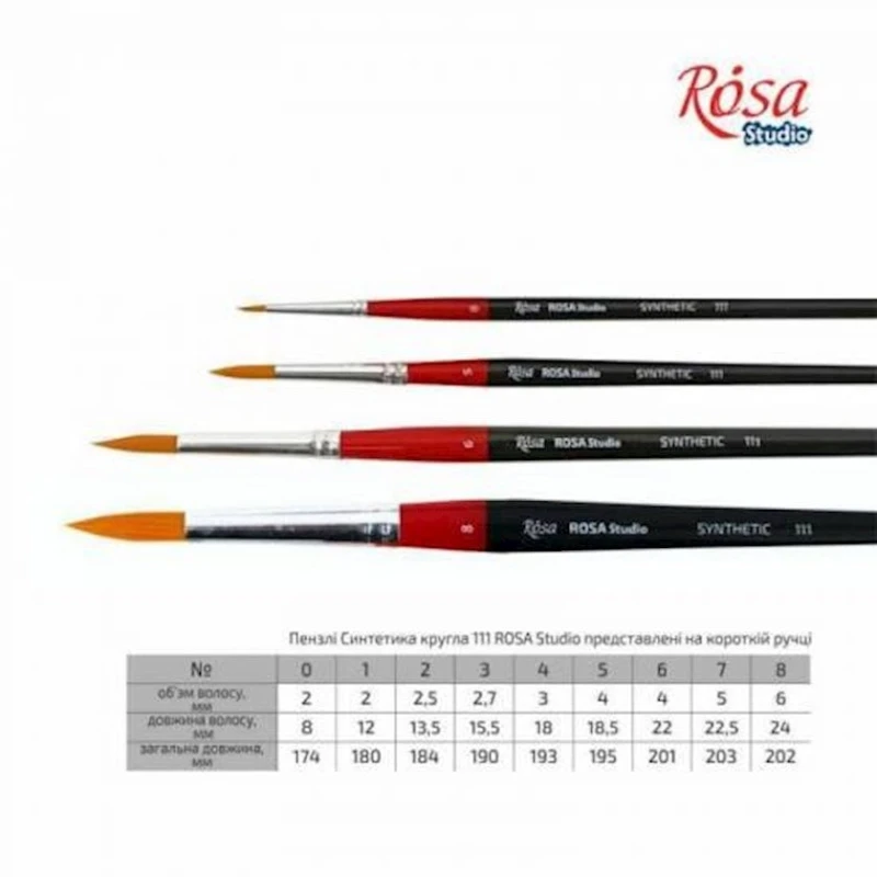 Кисть Rosa Studio 111, №3, синтетика, круглая Кисть Rosa Studio 111, №3, синтетика, круглая