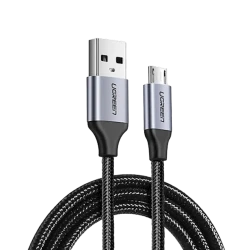 Кабель Ugreen US290 USB 2.0 A to Micro USB Cable Nickel Plating Aluminum Braid Black, 1.5 м