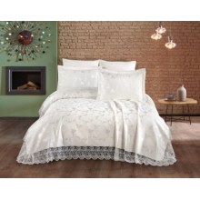 Dəst MiraNova Karanfil SF-767, şenil, ikinəfərlik, ağ, örtük 240х260 sm, yastıq üzü 50х70 sm/2 əd
