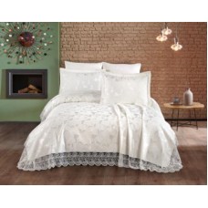 Dəst MiraNova Karanfil SF-767, şenil, ikinəfərlik, ağ, örtük 240х260 sm, yastıq üzü 50х70 sm/2 əd