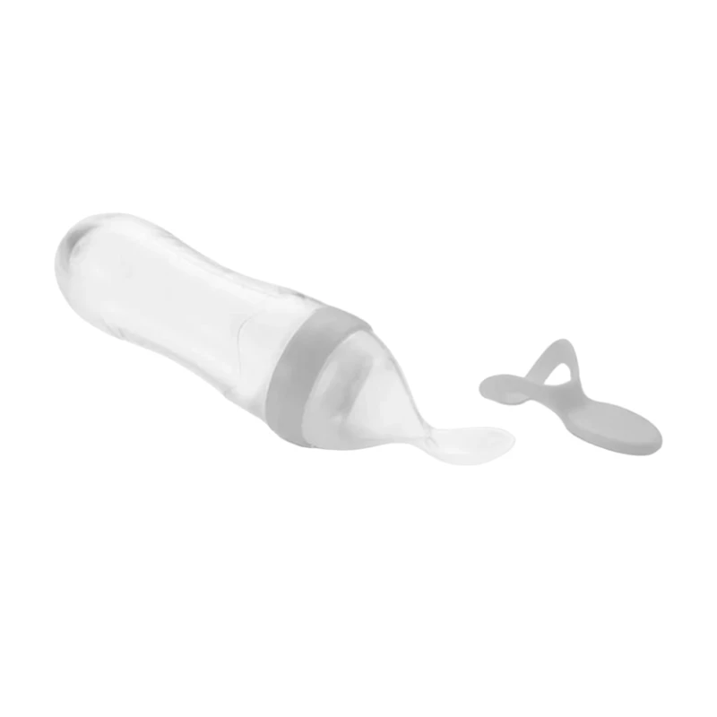 Детская ложка с резервуаром Babyjem, серая, пищевой силикон