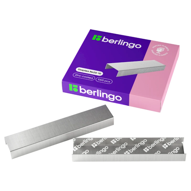 Скобы для степлера Berlingo № 23/10, 1000 шт, Оцинкованные Скобы для степлера Berlingo № 23/10, 1000 шт, Оцинкованные