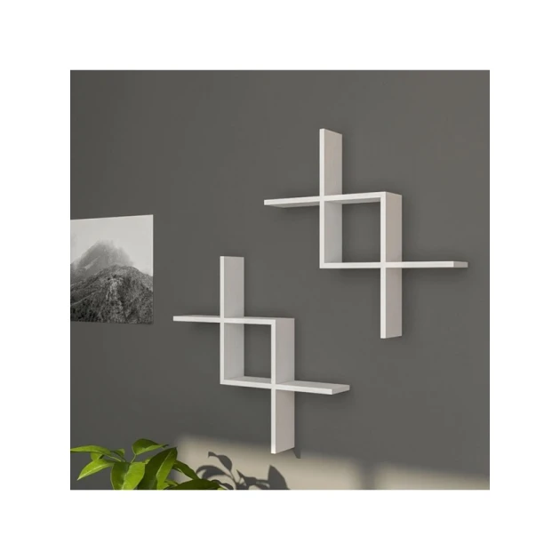 Divar rəfi Art Mebel 218, laminat, 75х75х13 sm, ağ