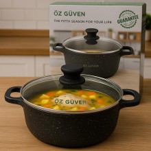 Qazan Özgüvən OZGVN-031, 40 sm, Çin istehsalı, qapaqlı, qara - OZGVN-031_qara_40