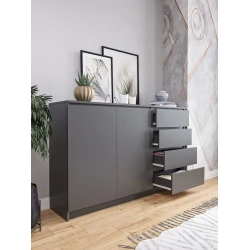 Комод, 99x160.4x40.4 см, ЛДСП, серый Комод, 99x160.4x40.4 см, ЛДСП, серый