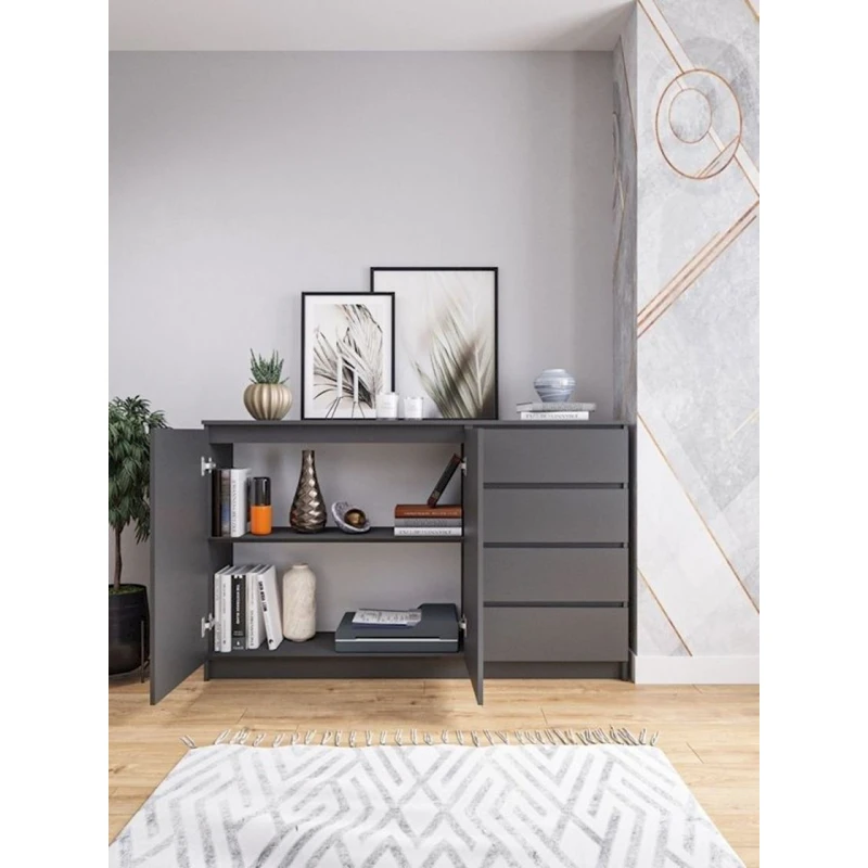 Komod, 99x160.4x40.4 sm, LDSP, boz Komod, 99x160.4x40.4 sm, LDSP, boz