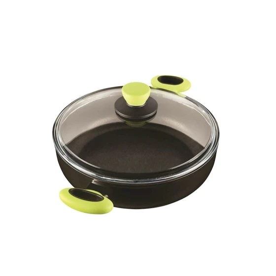 Сковородка-жаровня Leggno, алюминий, черная/зеленая, 3.2 л, 24 см