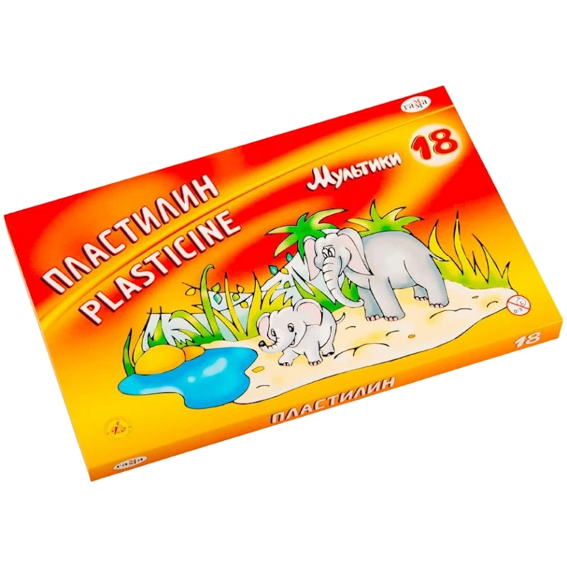 Пластилин Гамма Мультики для детей со стеком, 360 г, 18 цветов
