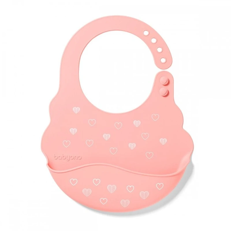 Силиконовый нагрудник Babyono с регулируемой застежкой, розовый