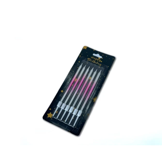 Набор свечей для торта Gradient White-Pink-Silver, 6 шт