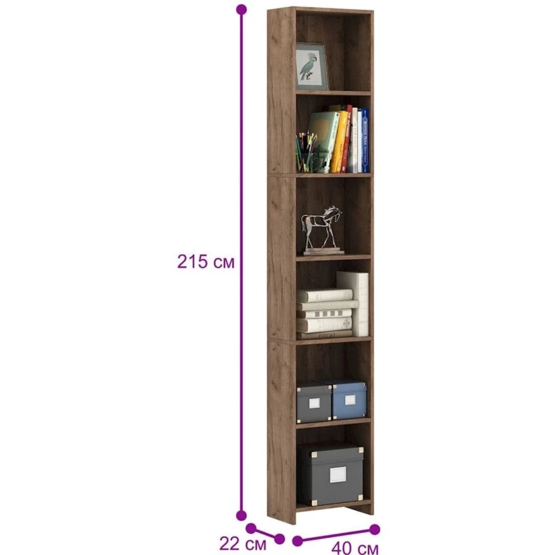 Stellaj 3563_StellajMasterVotan, 215x40x22 sm, LDSP, qəhvəyi