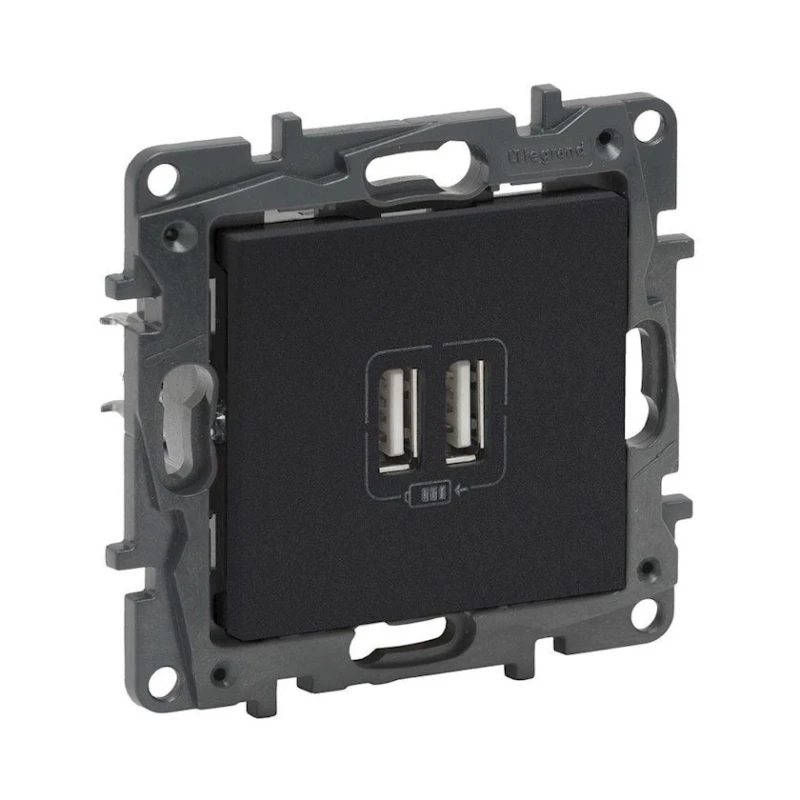 Розетка Legrand Raventi 768394, пластик/стекло, черный