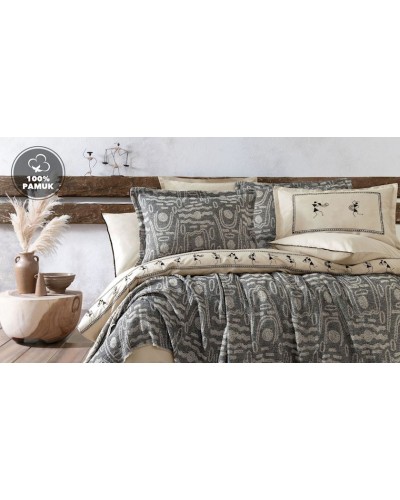 Yataq dəsti Yataş Pulido, örtük-şal 230x240 sm, yorğan üzü 200x220 sm, mələfə 240x260 sm, yastıq üzü 50x70 sm 4 əd, avro, pambıq, Antrasit