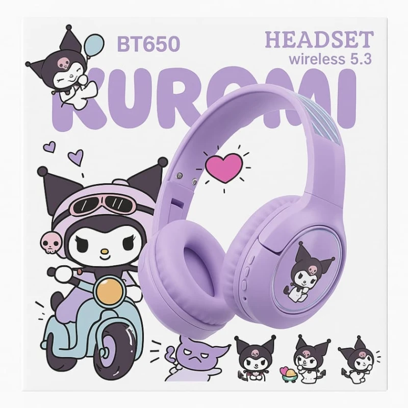 Simsiz qulaqlıq BT650 RGB Kuromi Purple