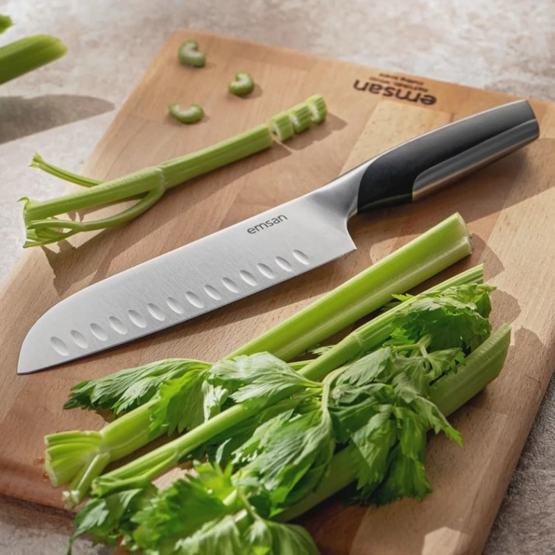 Mətbəx bıçağı Emsan Pro Knife Santoku, paslanmaz polad, qara, 2.5 mm