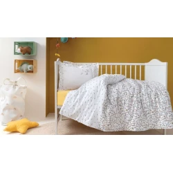 Комплект детского постельного белья Yataş Dorine, пододеяльник 100x150 см, простыня 120x190 см, наволочка 35x45 см, односпальный, хлопок, Sarı Комплект детского постельного белья Yataş Dorine, пододеяльник 100x150 см, простыня 120x190 см, наволочка 35x45 см, односпальный, хлопок, Sarı