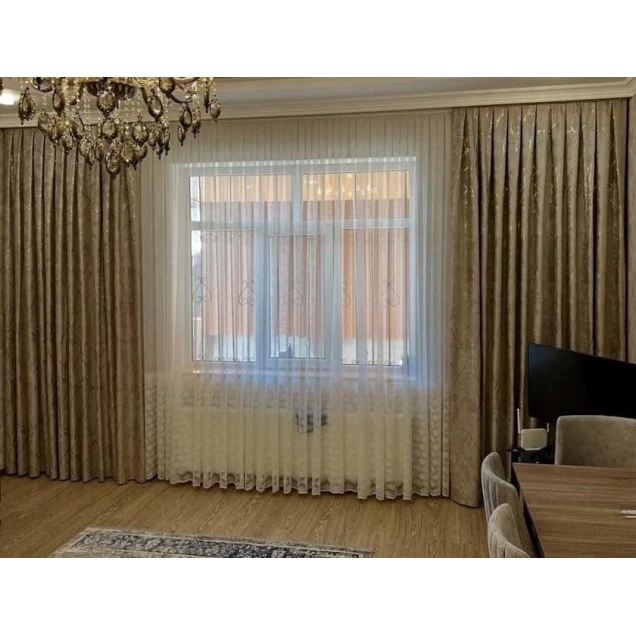 Шторы, полиэстер/велюр/нейлон, золотистые, 300x300 см