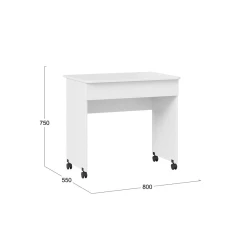 Письменный стол 3563_M3StolWheelWh, белый, 80x55x75 см Письменный стол 3563_M3StolWheelWh, белый, 80x55x75 см