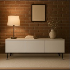 TV üçün tumba Tunba HS group 015, LDSP, ağ, 160x30x40 sm