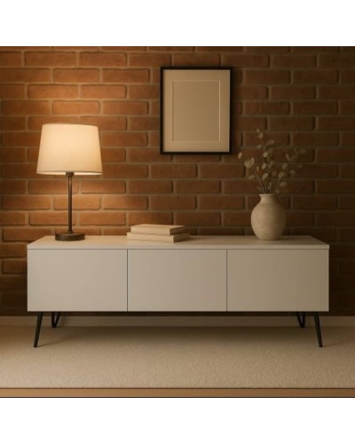 TV üçün tumba Tunba HS group 015, LDSP, ağ, 160x30x40 sm