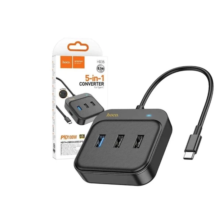 USB конвертор Hoco HB36 5 in 1 Black USB конвертор Hoco HB36 5 in 1 Black
