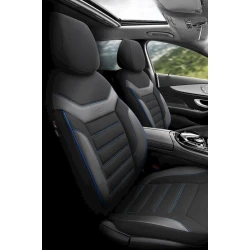 Набор чехлов на сидения авто vidual2, лен/кожа, черный/синий Набор чехлов на сидения авто vidual2, лен/кожа, черный/синий