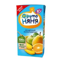 Детский сок ФрутоНяня мультифруктовый, 6+ месяцев, 0.2 л