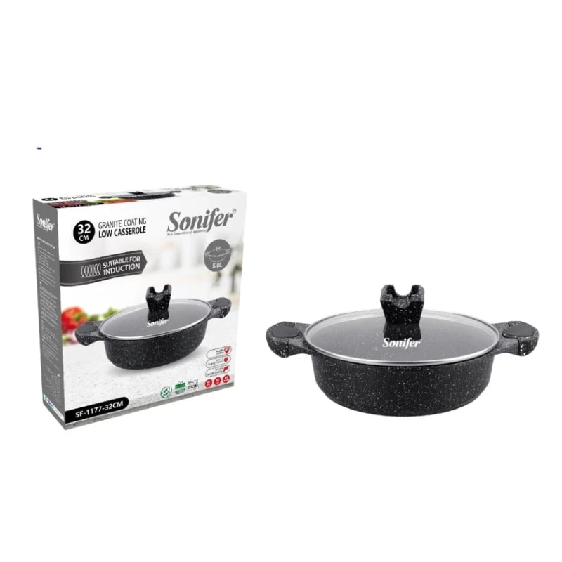 Кастрюля Sonifer SF-1177-32, 32 см, 6.7 л, сталь, черный