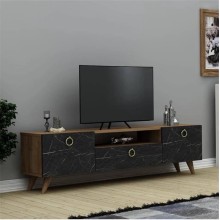 TV üçün tumba 033, LDSP, qara/qəhvəyi, 180x55x33 sm