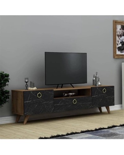 TV üçün tumba 033, LDSP, qara/qəhvəyi, 180x55x33 sm