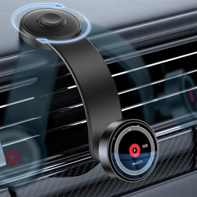 Магнитный автомобильный держатель для телефона Yesido C314 с беспроводной зарядкой Black Магнитный автомобильный держатель для телефона Yesido C314 с беспроводной зарядкой Black