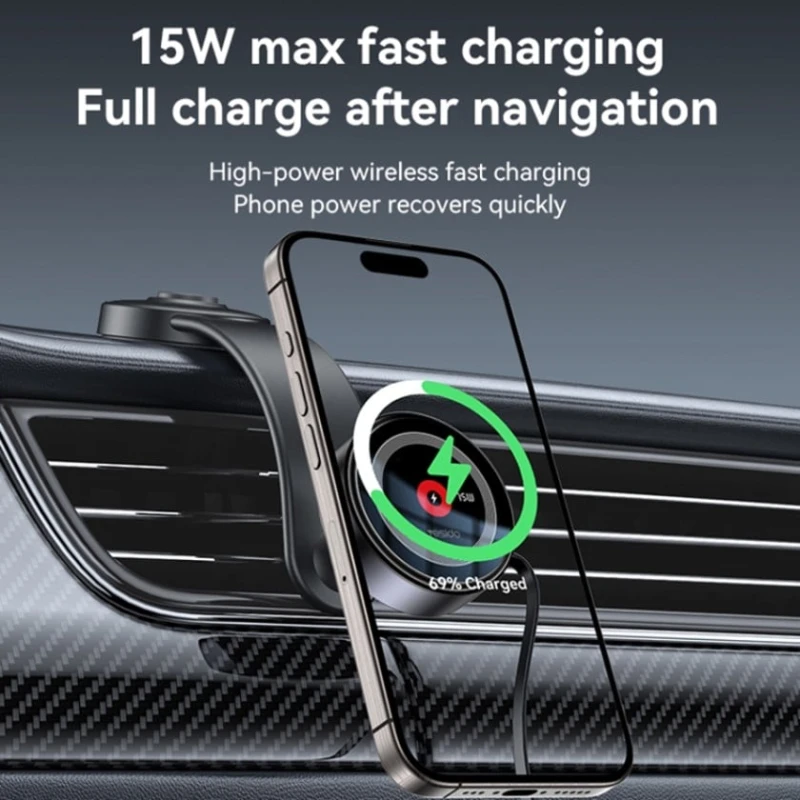 Магнитный автомобильный держатель для телефона Yesido C314 с беспроводной зарядкой Black Магнитный автомобильный держатель для телефона Yesido C314 с беспроводной зарядкой Black