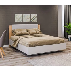 Двуспальная кровать Art_ikili_yataq (180) 7, ламинат, коричневая/белая, 120x180x200 см