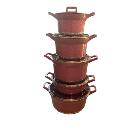 Набор кастрюль, гранит, красный, 10 предметов, 20/24/28/32 см