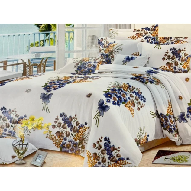 Комплект постельного белья MiraNova SF-509, двуспальный, белый, пододеяльник 200x220 см, простыня 200x220 см, наволочки 50x70 см/2 шт