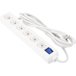 Сетевой фильтр 2E 3 м, 6-розеточный, Белый - 2E-U06ESM3WH
