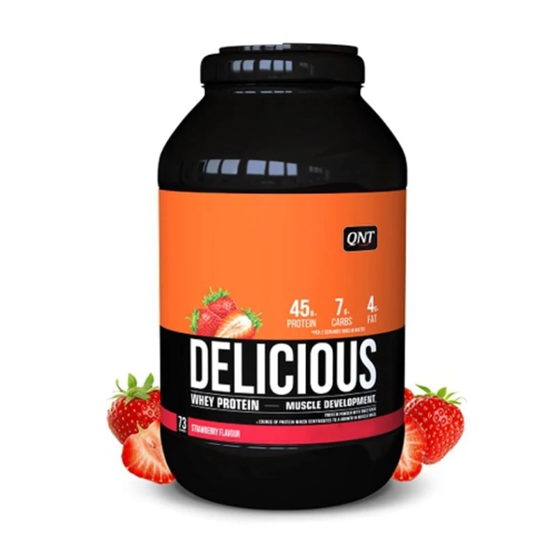 Сывороточный протеин QNT Delicious Whey Protein, с клубникой, 908 г