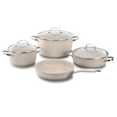 Qab-qacaq dəsti Korkmaz Granita A1272, 4 əd, 20x10.5/24x12.5/26x7/26x5 sm, 3/5/3.5/2.5 l, alüminium/paslanmayan polad, bej