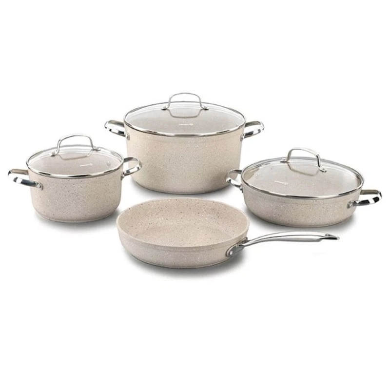 Набор посуды Korkmaz Granita A1272, 4 шт, 20x10.5/24x12.5/26x7/26x5 см, 3/5/3.5/2.5 л, алюминий/нержавеющая сталь, бежевый Набор посуды Korkmaz Granita A1272, 4 шт, 20x10.5/24x12.5/26x7/26x5 см, 3/5/3.5/2.5 л, алюминий/нержавеющая сталь, бежевый