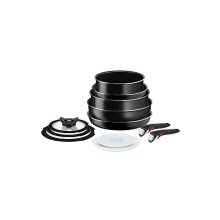 Qab-qacaq dəsti Tefal İngenio Titanium, 12 əşya, 20/22/24/26 sm, qapaqla, qara