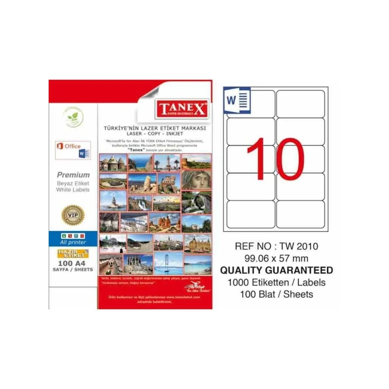 Этикетки самоклеющиеся Tanex TW-2010 99.06x57 мм Этикетки самоклеющиеся Tanex TW-2010 99.06x57 мм