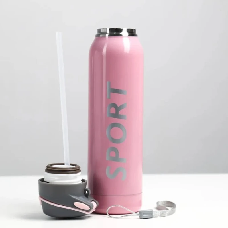 İdman su qabı Sport TS-726, 5,5х23 sm, çəhrayı/gümüşü, 500 ml