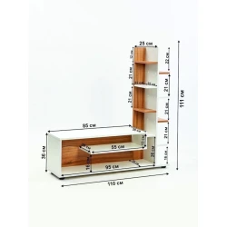 Тумба под ТВ 111x25x110 см, ЛДСП, Белый/Коричневый Тумба под ТВ 111x25x110 см, ЛДСП, Белый/Коричневый