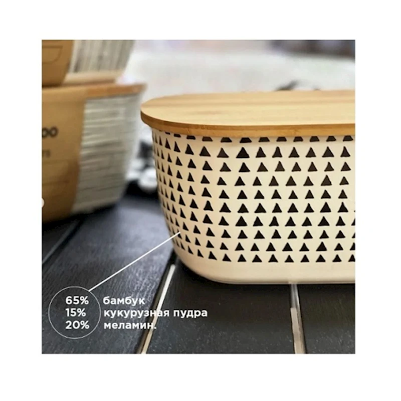 Хлебница Bamboo PH-100025, 12x19x35 см, пластик/бамбук, коричневый
