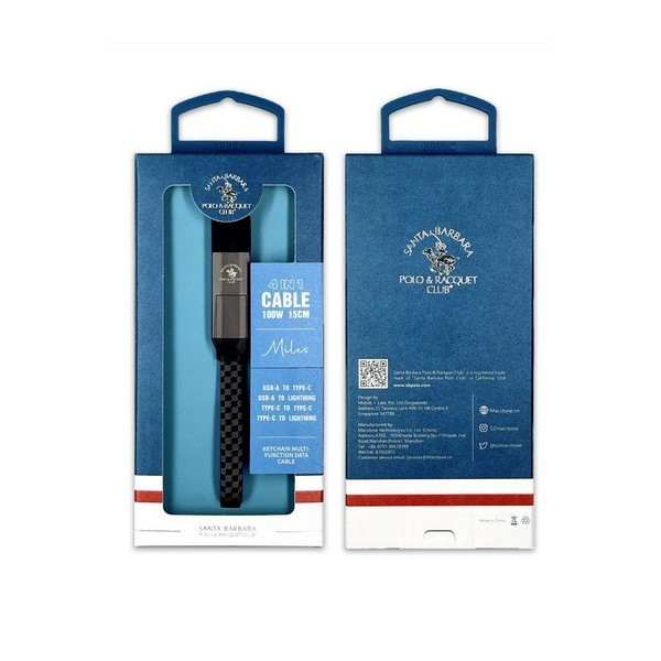 Кабель Santa Barbara Polo & Racquet Club 4-In-1 Cable 100W Gray, 15 см