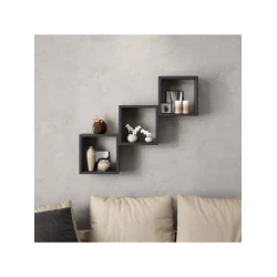 Divar rəfi Art Mebel 87, laminat, 66х96х18 sm, boz