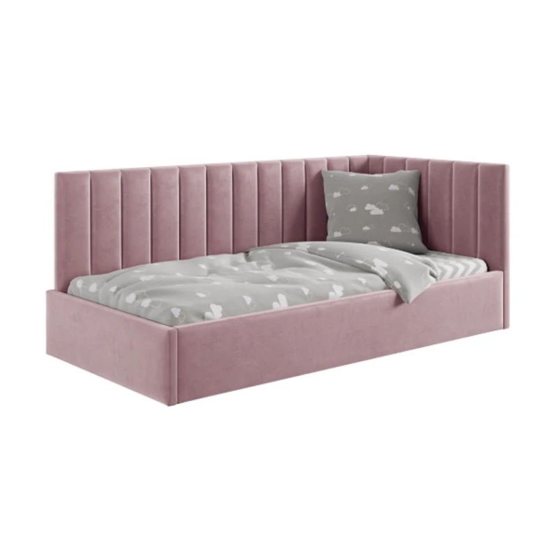 Односпальная кровать Art_tek_yataq (120) 60, ламинат/текстиль, розовая, 200x85x120 см