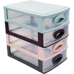 Органайзер с выдвижными ящиками Irak Plastik прямоугольник, 19x27x27 см, с ручкой, на 4 отделения, разноцветный