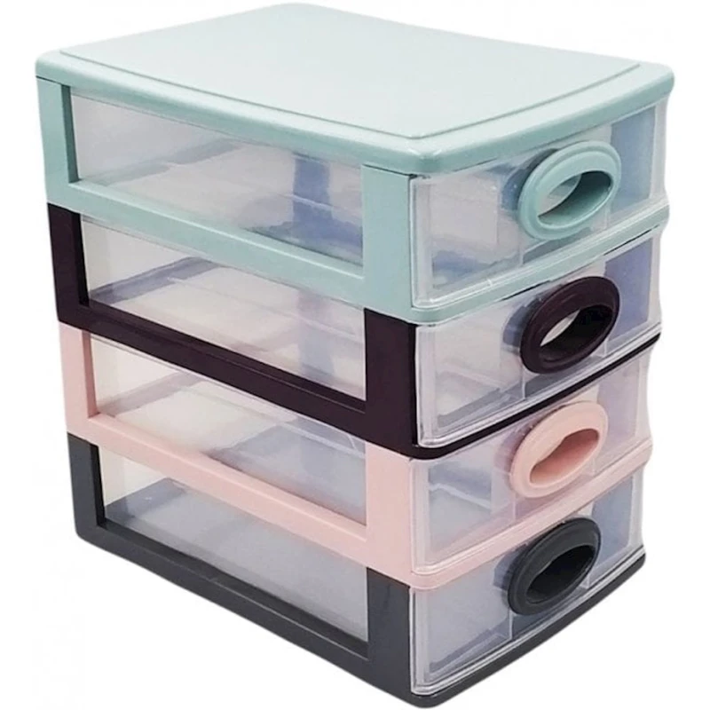 Органайзер с выдвижными ящиками Irak Plastik прямоугольник, 19x27x27 см, с ручкой, на 4 отделения, разноцветный Органайзер с выдвижными ящиками Irak Plastik прямоугольник, 19x27x27 см, с ручкой, на 4 отделения, разноцветный